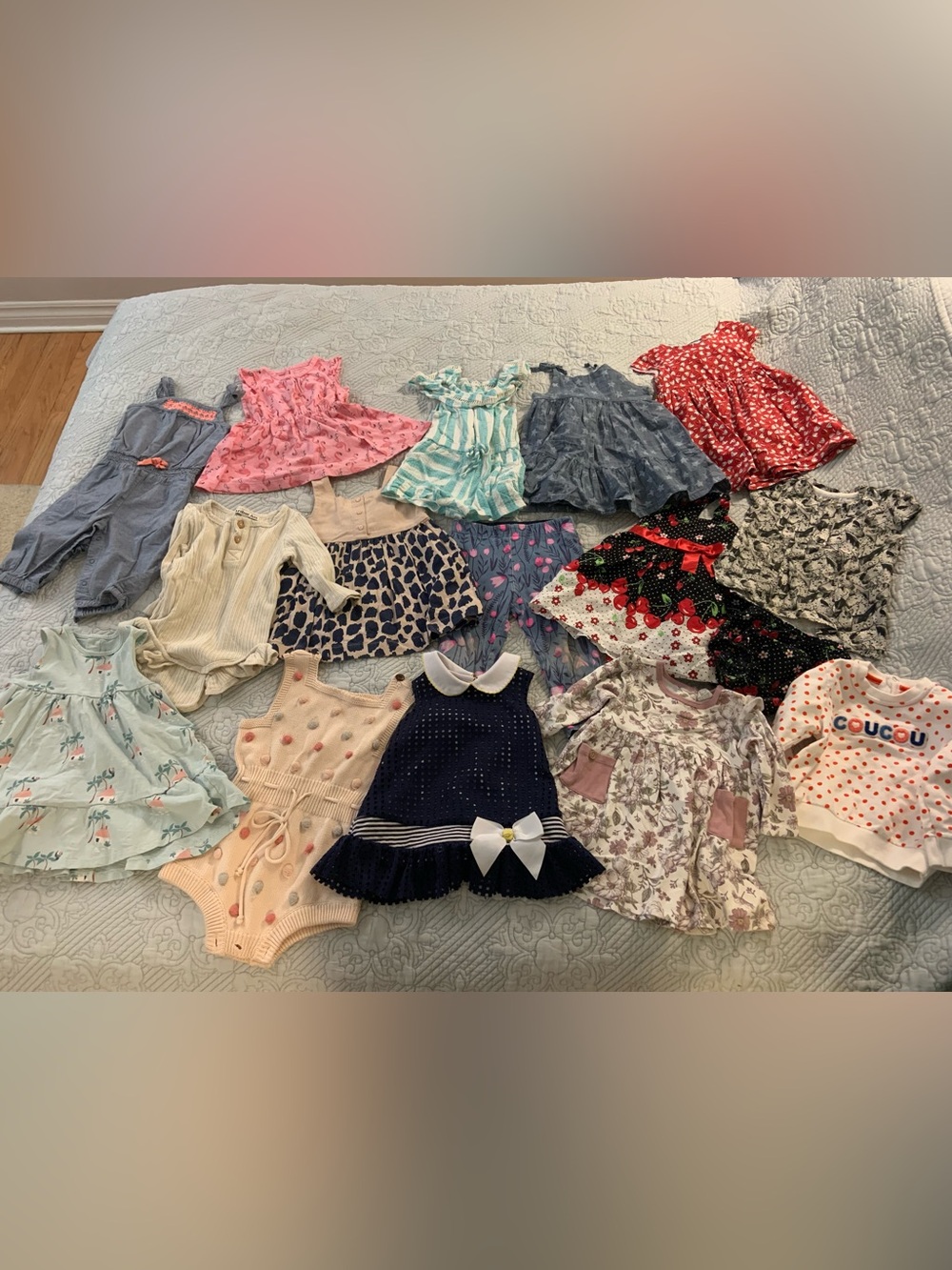 15 Piece 12-18 Month Baby Bundle - Tea, Tesa Babe, Osh Kosh, Etc - GUC